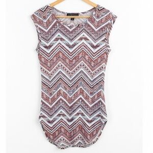 Almost Famous NWOT Multicolor Knit Top Cap Sleeves Tunic Length